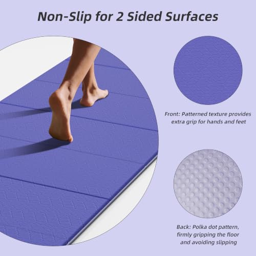 HAHE Foldable Yoga Exercise Mat, 74"Lx32"Wx1/3"Thick, TPE Workout Mat - color: Deep Purple+Light Purple