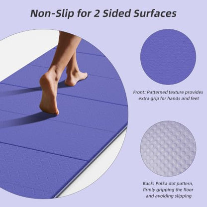 HAHE Foldable Yoga Exercise Mat, 74"Lx32"Wx1/3"Thick, TPE Workout Mat - color: Deep Purple+Light Purple