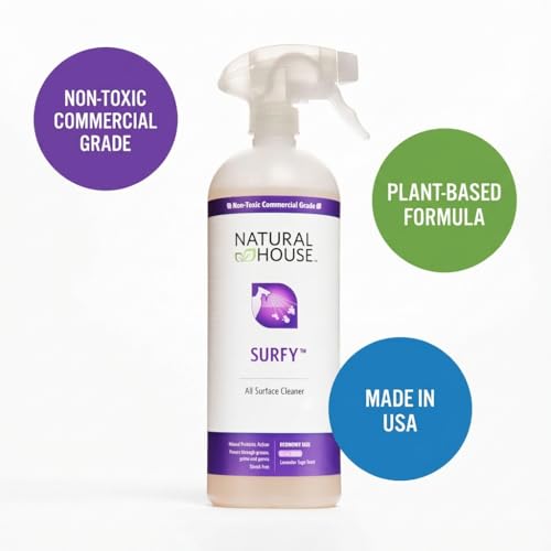 Natural House Surfy - Plant-Based Enzyme All-Purpose Cleaner Spray - Multi-Surface Formula - Septic-Safe, Plumbing-Friendly - Lavender Sage Scent - 32 oz