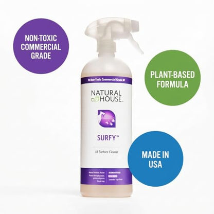 Natural House Surfy - Plant-Based Enzyme All-Purpose Cleaner Spray - Multi-Surface Formula - Septic-Safe, Plumbing-Friendly - Lavender Sage Scent - 32 oz