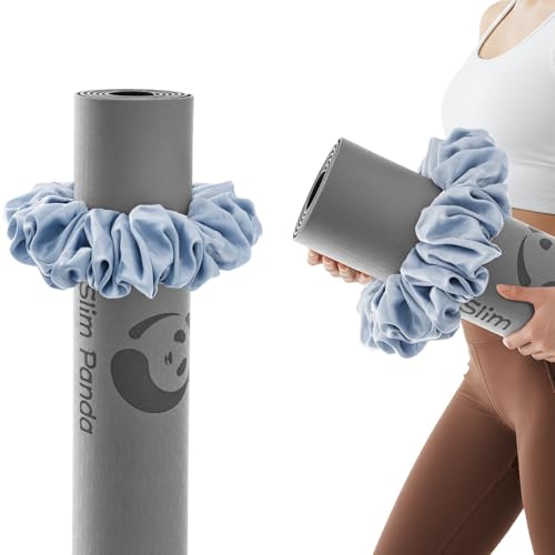 Slim Panda Yoga Mat Scrunchie,Holds Your Mat in Style,Stretchable Velvet Fabric Fit All Standard Yoga Mats (mat not included) - color: Blue