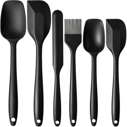 HANSGO Silicone Spatula Set, 6 PCS Food Grade Kitchen Utensils with Silicone Brush, 480°F Heat Resistant Non Stick Rubber Spatula for Scraping, Cake Baking, Cooking, Mixing, Dishwasher Safe