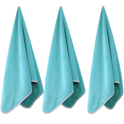Microfiber Gym Towels Bigger Size Super Soft for Exercise Fitness, Sports | Highly Absorbent Workout Towel, 380-GSM 15 x 31-Inch Quick-Drying Yoga Towels (3 Pack, Pure Teal) - color: Pure Green, size: 3P-15x31 inches