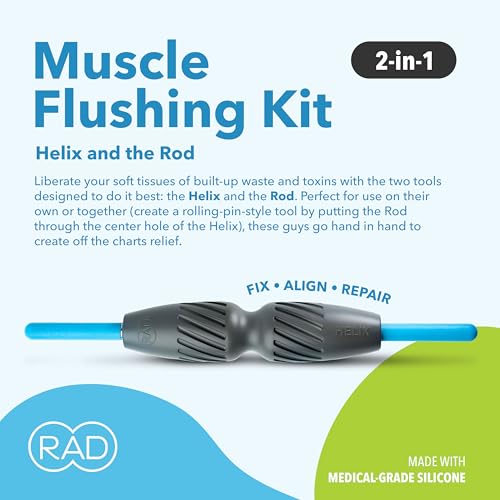 RAD 2-in-1 Muscle Flushing Kit – Includes Exercise Foam Roller & Massage Roller Stick – Deep Tissue Myofascial Release, Muscle Recovery Tools for Mobility & Performance - style: Flushing Kit