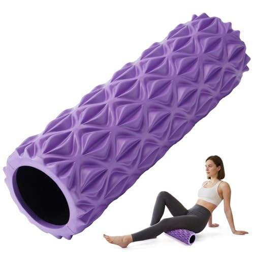 Foam Roller High Density Deep Tissue Massager for Muscle Massage | Exercise Roller Myofascial Trigger Point Release Improves Mobility Massage of Back and Leg Muscles - 15" (Purple) - color: Purple