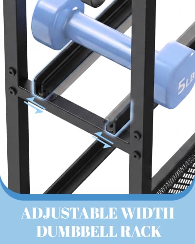 Dumbbell Rack Weight Storage Rack | Adjustable Weight Rack with Wheels, for Home Gym, for Dumbbells, Kettlebells, Yoga Mat, Foam Roller,Workout Equipment