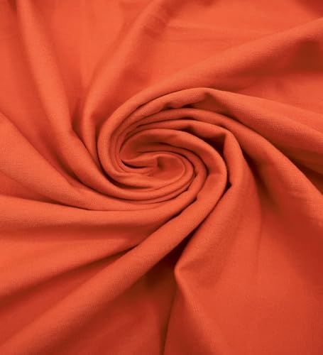 EOVEA - Cotton Spandex Fabric by The Yard - 4 Way Stretch Jersey Knit - Spandex & Cotton T-Shirt Fabric - Lightweight, Breathable - 60" Wide Roll| 10 oz(Orange, 1 Yard) - color: Orange, size: 1 Yard