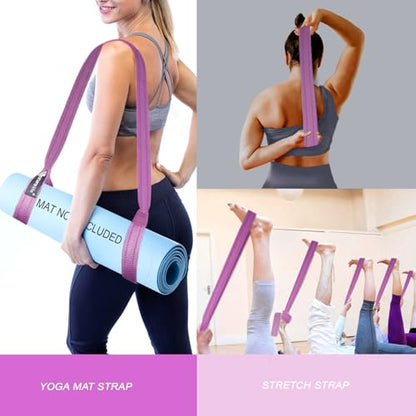 A AZURELIFE [MAT NOT Included] Yoga Mat Sling, Yoga Mat Straps for Carrying, Easy-Cinch Yoga Mat Holder Strap - color: #1-purple
