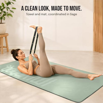 Gogokiwi Yoga Mat and Towel Set with Strap, 72 x 36 in, Non Slip Pilates - color: Sage