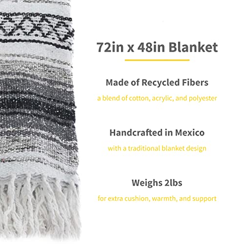 Cozumel Bulk Mexican Yoga Blanket, 10 Pack, Assorted | Authentic Yoga Blanket Woven in Mexico - Serape Throw Blanket for Studio, Outdoor Picnic, Camping, Saddle, Bed/Home Decor - color: Assorted (Colors May Vary)