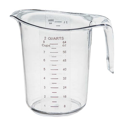 Restaurantware Plastic Measuring Cup - Chef 101 Measuring Jug with Dual Unit Markings, Dishwasher Safe - Clear Measuring Cup for Kitchen, Restaurants - size: 7.75" × 6.00" × 7.50"