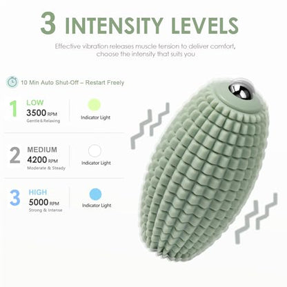 Vibrating Massage Ball with Rolling Head for Plantar Fasciitis - color: Green