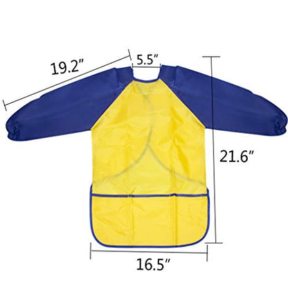 Kids Art Smocks 2 Pack Painting Smock with Long Sleeve and 3 Pockets for Age 3-8 - color: Yellow
