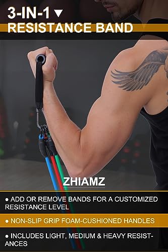 Resistance Bands with Handles, Exercise Bands with Handles, Door Anchor - color: 3-in-1 band- 90lbs