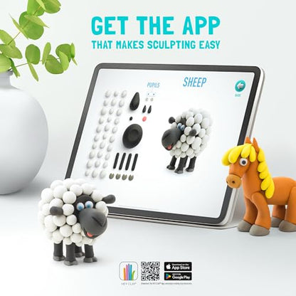Hey Clay Animals - Claymate Doggie - Colorful Modeling Air Dry Clay for Kids - Air Dry Clay Kit 3 Cans with Fun Interactive App - color: Doggie