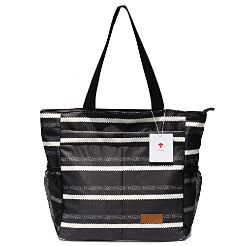ESVAN Original Floral Tote Bag Large Shoulder Bag with Multi Pockets for Gym Travel Beach Daily Bags - color: E