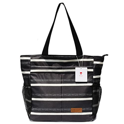 ESVAN Original Floral Tote Bag Large Shoulder Bag with Multi Pockets for Gym Travel Beach Daily Bags - color: E