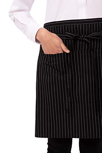 Chef Works Unisex Half Bistro Server Apron - color: Black/White