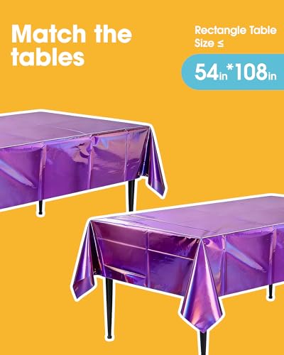 Niuara Iridescent Purple Plastic Table Cloth, 4 Pack, 54 x 108 in | Rectangle, 6 ft Tables, Birthday Party, Holiday Gathering, Disposable - color: Iridescent Purple, size: 54" x 108" - 4 Packs