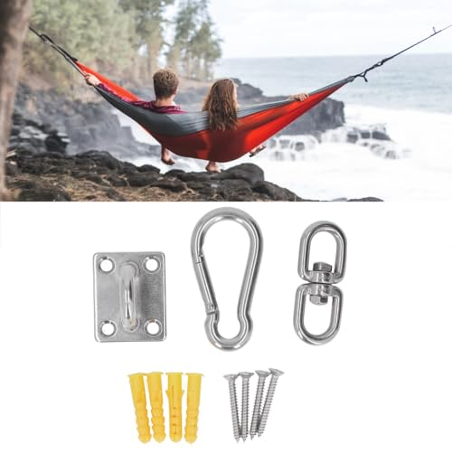 7 Pcs M8 Heavy Duty Hammock Hanging Hardware Kit – 304 Stainless Steel Wall&Ceiling Mount with Snap Hooks for Yoga Swings, Boat Rigging