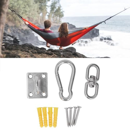 7 Pcs M8 Heavy Duty Hammock Hanging Hardware Kit – 304 Stainless Steel Wall&Ceiling Mount with Snap Hooks for Yoga Swings, Boat Rigging