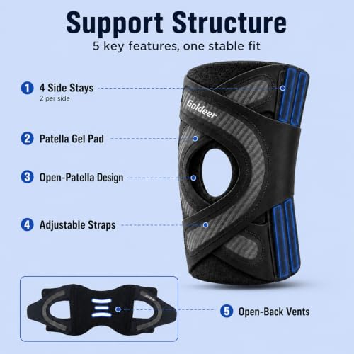 Knee Brace Support with Side Stabilizers for Knee Pain Relief - size: Medium