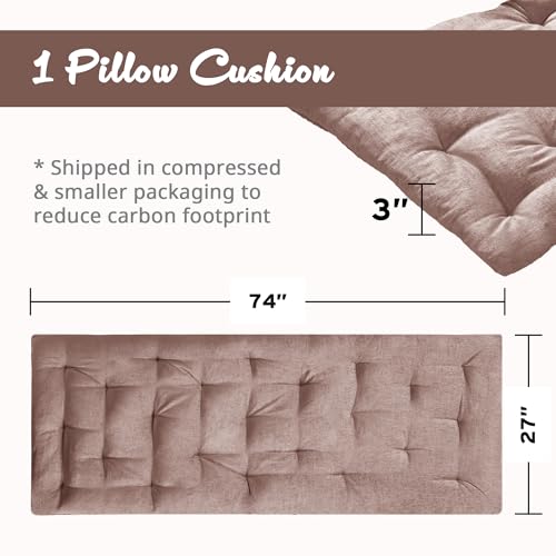 Intelligent Design Foldable Lightweight Lounge Floor Pillow 27" x 74" Blush | Edelia Poly Chenille Soft Sheen Cushion, Tufted Seat for Meditation, Game Playing, Yoga, Reading with Travel Wrap - color: Blush