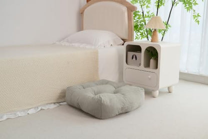 Floor Pillow Cushion with Handle for Adults Women Men | Large Meditation & Sitting Cushion Pillow for Tatami, Living Room, Yoga (2, Light Gray, Square, 22" x 22" x 6") - color: Light Gray, Square