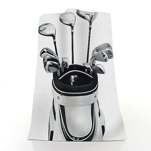 Pehede Golf Clubs Hand Towel Golf Clubs and White BagWhite Background Soft Guest Face Bath Towel Bathroom Decorations Thin Kitchen Tea Dish Towels 15 x 30 inch - color: Golf Clubs