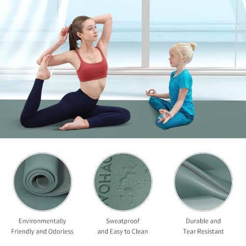 8mm Thick Yoga Mat Non Slip for Women Men | 72"x28" mat for gym, pilates, studio. POE, reversible, non-slip, tear-proof, odorless, easy-clean, strap. - color: Dark green+Dark grey