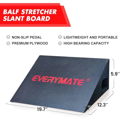 EVERYMATE Slant Board Calf Stretcher, Non-Slip Heel Elevated Squat Wedge Block for Weightlifting and Calf Stretching, Knees Over Toes Equipment 1000LB - color: Slant Board-BLACK