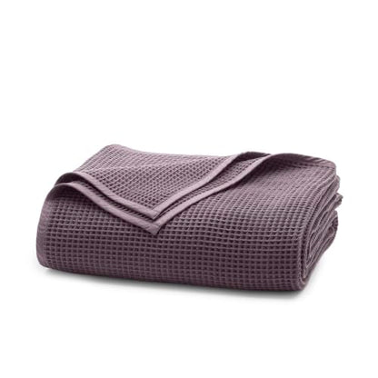 BOLL & BRANCH Waffle Bed Blanket, King/Cal King, Deep Plum - color: Deep Plum, size: King/California King