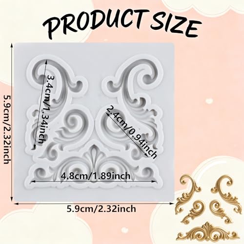 Baroque Emboss Border Polymer Clay Mold Relief Lace Silicone Molds | 3D Filigree Sculpted Mold DIY Craft Epoxy Resin Casting Polymer Clay Tools Crafts Air Dry Jewelry Making - color: Style C