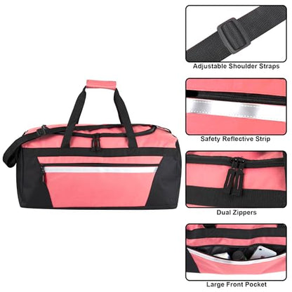 40 Liter, 22 Inch Reflective Duffle Bag with Shoulder Strap for Men, Women, Travel - color: Pink