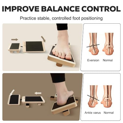 Single Leg Balance Board Wooden Foot Strengthener Trainer for Sprained Ankle and Achilles Tendon, Stability Training Plantar Fasciitis Relief, Stronger Ankles & Better Balance in 10 Minutes Daily