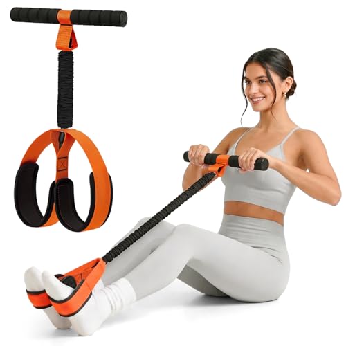 Pedal Resistance Band with Handles for Women, 55LBS Exercise Bands, Thickened Latex Tube, Non-Slip Foot Pedal, Full Body Workout Equipment for Abs/Core/Waist/Leg/Glutes/Arm Strength Training - color: Orange