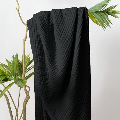 Carriediosa 100% Cotton Muslin Throw Blanket 66 x 90 Summer Gauze for Adult - color: Black, size: Twin XL