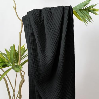 Carriediosa 100% Cotton Muslin Throw Blanket 66 x 90 Summer Gauze for Adult - color: Black, size: Twin XL