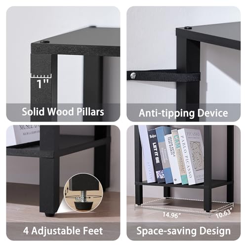 YUFAM 5 Tier Tall Narrow Bookshelf, Skinny Bookcase, Wooden Shelf, Black - color: Black, size: 5-Tier