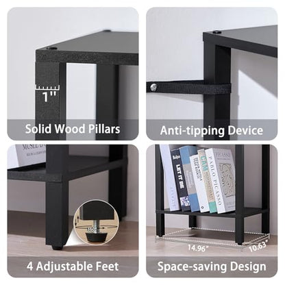 YUFAM 5 Tier Tall Narrow Bookshelf, Skinny Bookcase, Wooden Shelf, Black - color: Black, size: 5-Tier