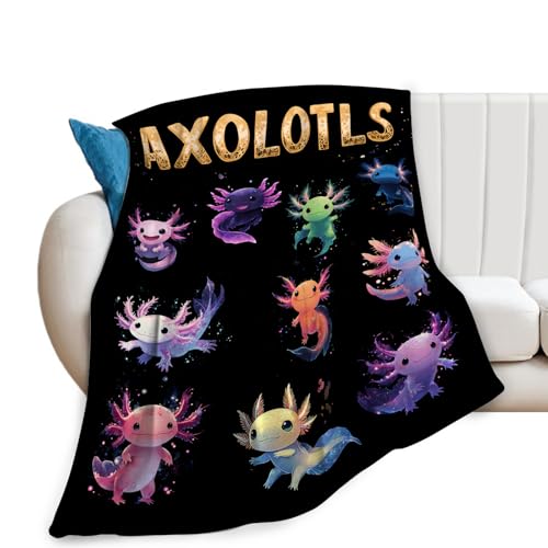 Axolotl Blanket, Axolot Throw Blanket, Axolotls Gifts, Salamander Blankets, Fleece Flannel Plush for Women Men Boys Girls Lovers Adults Soft Bedding for Sofa Bed Office Home Decor 80"X60" - color: Axolotls, size: 80"x60"