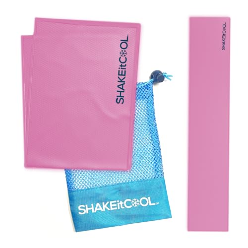 SHAKEitCOOL Original Cooling Towel – Be Cool in Style - Heat Relief, Soft, Lightweight, Sun Protection, Easy Clean - Perfect for Biking, Running, Yoga, Gym, Gardening - Pink - color: Pink