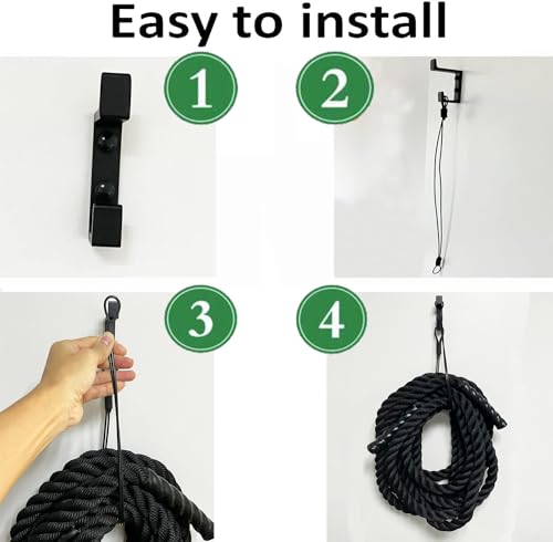 Pmsanzay Exercise Rope Storage Hanger, Wall-Mounted Heavy Duty Metal Battle Rope Storage Hook Bracket,Rope Storage Rack for Exercise Rope Battle Rope in Home Gym or Commercial Gym