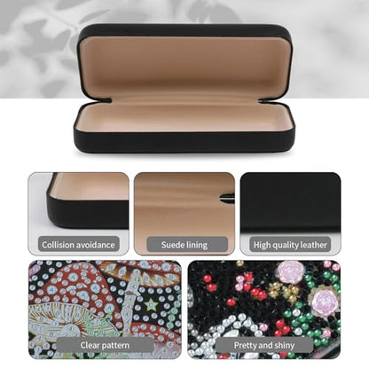 FlyingMage 5D Diamond Art Painting Kit for Adults Beginner, Small DIY Diamond Dots Gem Art Painting Mosaic Kits, Cute Hard Shell Sunglasses Eyeglasses Glasses Case for Women Teen, Flower Skull - color: Black Skull