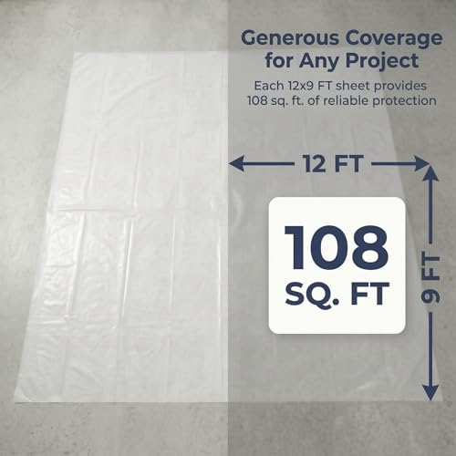 6 Pack Plastic Drop Cloths for Painting, 9 x 12 FT Clear Painters Plastic Sheeting, Disposable Drop Cloth for Floor, Furniture, Couch & Carpet Protection - color: 6 - Pack