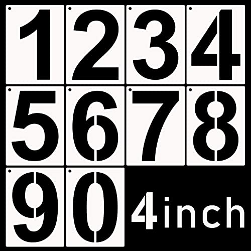 DXCYZ 4 Inch Tall Number Stencils Kit 0-9 Address Number Stencil, 10PCS Reusable Plastic Painting Number Templates for Mailbox Signs, Door, Cars, Trucks, Home, Business, Window - size: 4 Inch