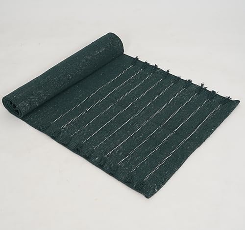 Indian Handmade 100% Organic Cotton Yoga Mat, Hand Woven Rug, Yoga Mat For Everyday Fitness at Home Comfortable Foldable Long Mat - color: Green