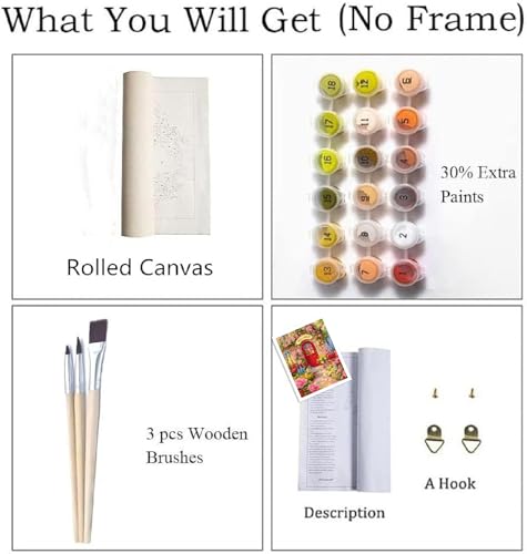 ZRIZQ Flowers Paint by Numbers Kit for Adults Beginner,Garden,16x20 | Full set with wooden brushes,rolled canvas,rich paints.Calming activity.Beginner friendly.Just open and paint. - color: 16"X20"Rolled Canvas(Frameless)-Flowers 4
