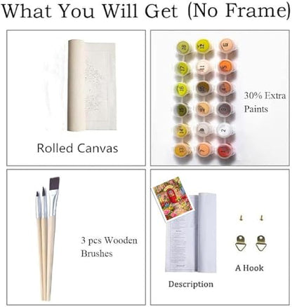 ZRIZQ Flowers Paint by Numbers Kit for Adults Beginner,Garden,16x20 | Full set with wooden brushes,rolled canvas,rich paints.Calming activity.Beginner friendly.Just open and paint. - color: 16"X20"Rolled Canvas(Frameless)-Flowers 4
