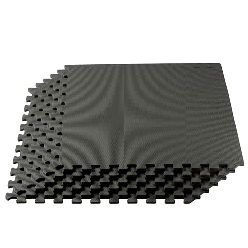We Sell Mats 3/8" Thick Multipurpose EVA Foam Exercise Floor Mat, Interlocking Tiles, Anti-Fatigue for Home or Gym - color: Charcoal Gray, style: 24 Square Feet (6 Tiles)